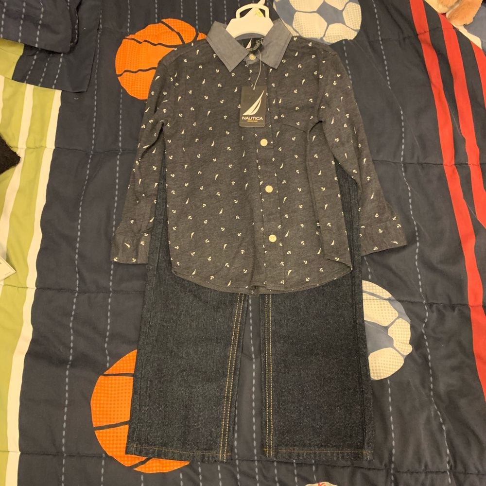 Nautica Long Sleeve Button Down & Jeans Set